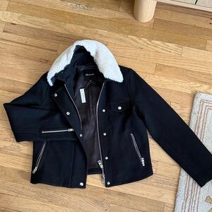 Madewell Black Jacket with White Removable Collar